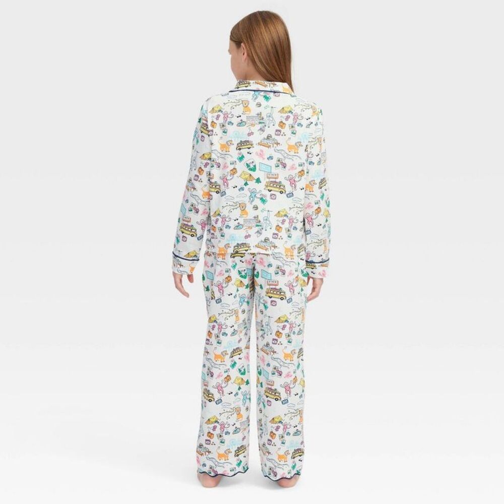 Girls' Roadtrip Long Sleeves and Pants Pajama Set Blue/Yellow/Pink - Picture 2 of 4